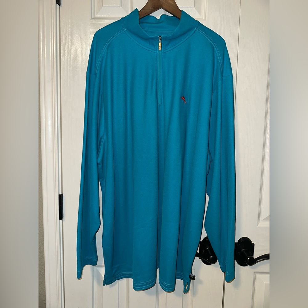 Tommy Bahama Island Zone Long Sleeve Quarter Zip Turquoise Size 3XLB